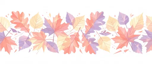 Pastel Geometric Autumn Leaves Horizontal Border