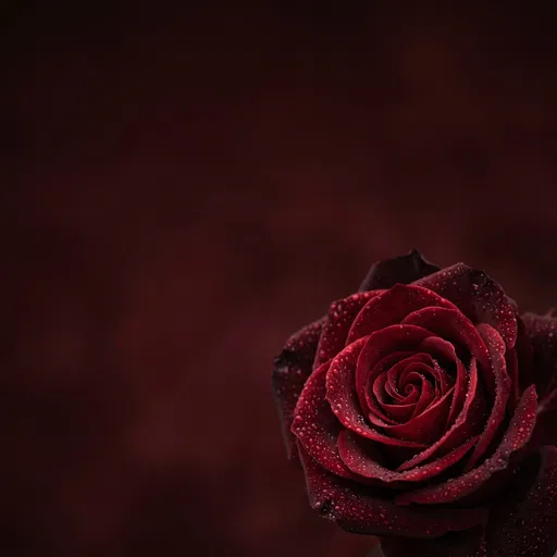 Dark Red Rose With Water Droplets