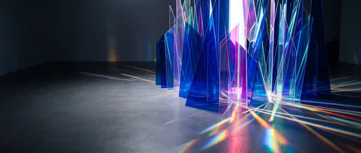 Iridescent Blue Acrylic Fins Installation