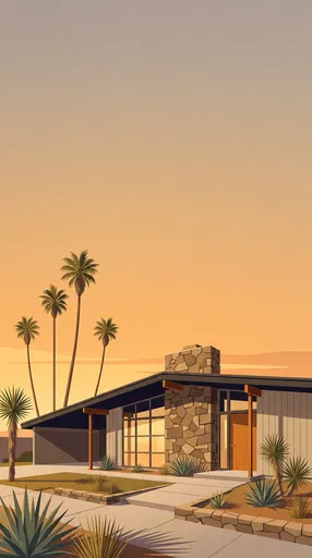 Mid-Century California Ranch House Illustration