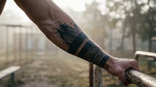 Athletic Forearm With Blackwork Geometric Tattoo