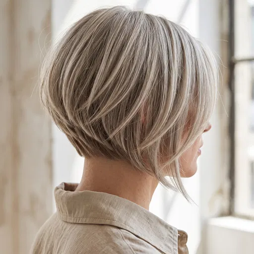 Side Profile of Ash-Blonde Inverted Bob