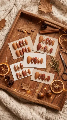 Cozy Autumn Press-On Nails Flat Lay