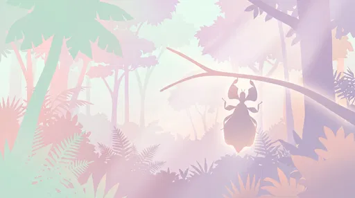 Pastel Rainforest With Hanging Leaf Insect