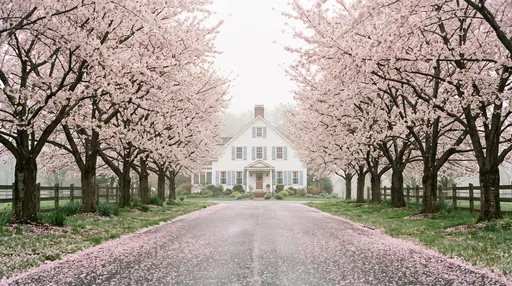 Cherry Blossom Driveway Leading to White House