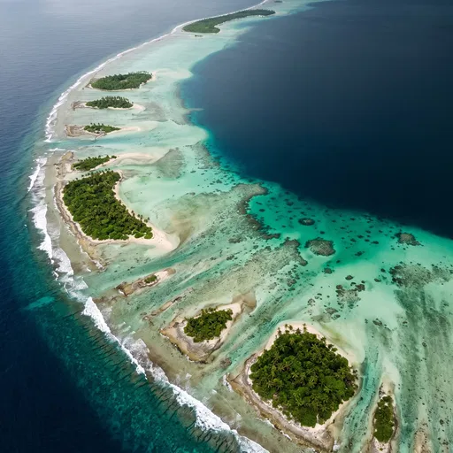 Aerial View of Tropical Coral Atoll