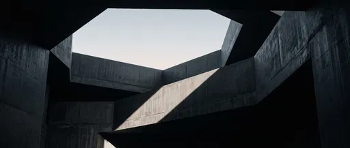 Geometric Brutalist Concrete Courtyard With Light