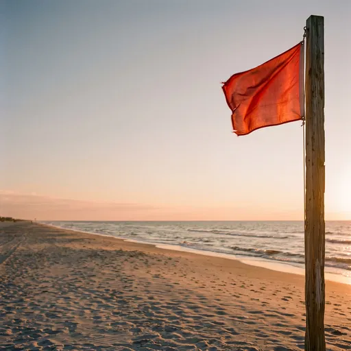 Red Warning Flag on Sunset Beach