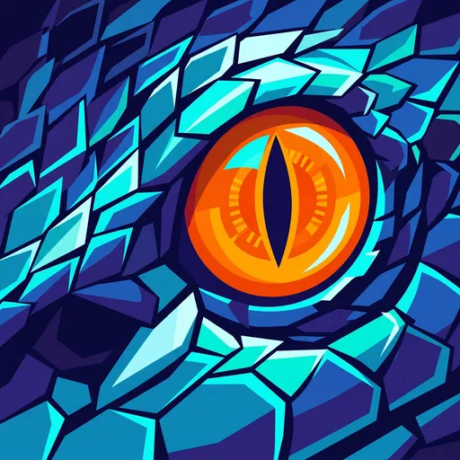 Geometric Blue Viper Eye Illustration