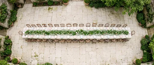 Aerial View of Courtyard Banquet Table