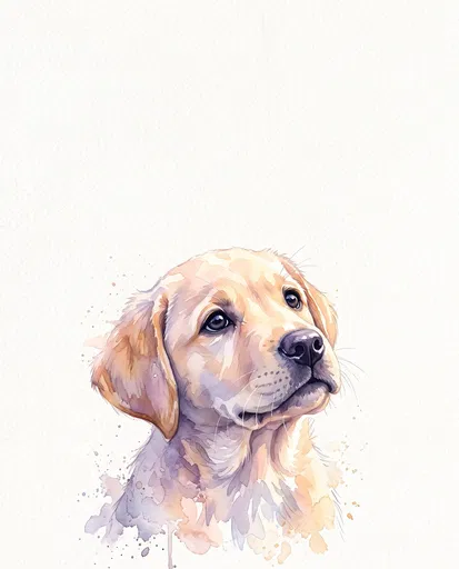 Watercolor Golden Labrador Puppy Portrait