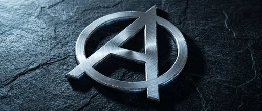 Brushed Steel Anarchy Symbol on Dark Slate