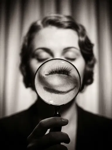Surrealist Portrait With Magnifying Glass