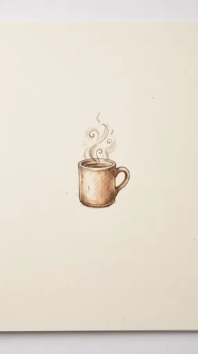 Sepia Sketch of Steaming Coffee Mug