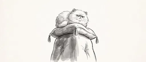 Pompous Persian Cat on Tall Cushion Illustration