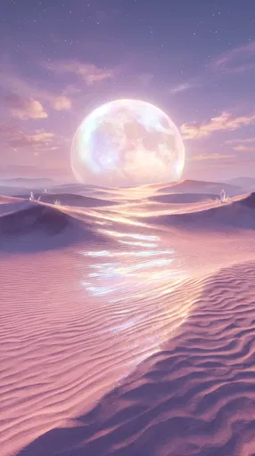 Luminous Pearl Moon Over Pastel Desert