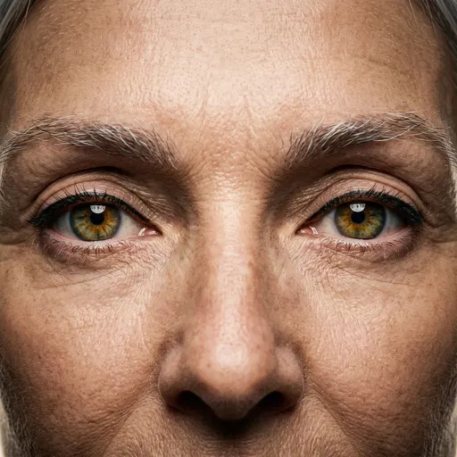 Close-Up of Mature Woman Hazel Eyes