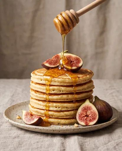 Pancakes with Figs and Drizzling Honey