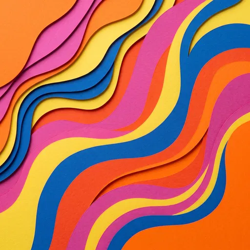 Colorful Layered Paper Cut Waves