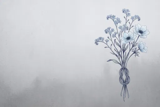 Blue Forget-Me-Not and Anemone Bouquet Illustration
