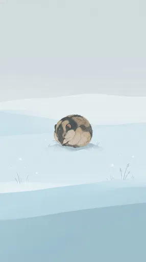 Minimalist Illustration of Sleeping Arctic Lemming