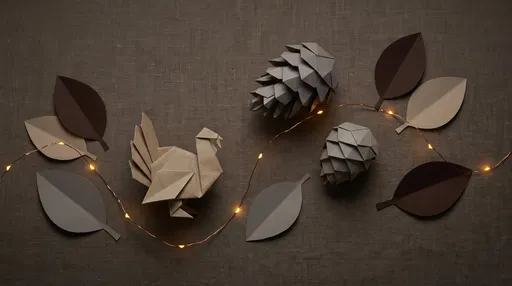 Origami Turkey and Paper Autumn Flat Lay