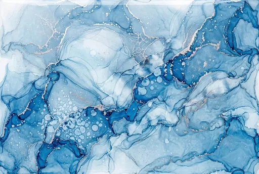 Blue and Silver Alcohol Ink Abstract