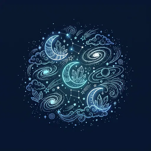 Glowing Celestial Doodle Cluster Illustration