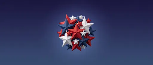 Patriotic 3D Star Cluster on Blue Background