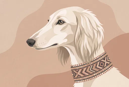 Cream Persian Hound Flat Illustration