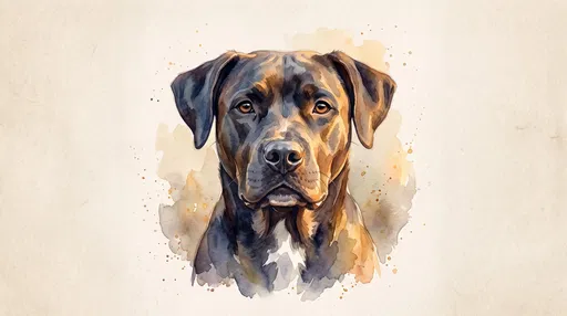 Watercolor Portrait of Mixed Breed Dog