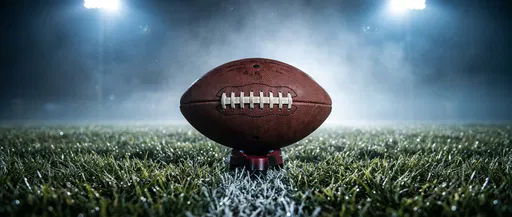 American Football on Tee Under Stadium Lights