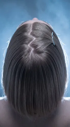 Overhead View of Zig-Zag Hair Parting