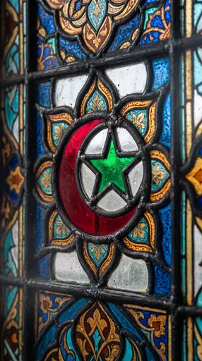 Stained Glass Crescent and Star Window