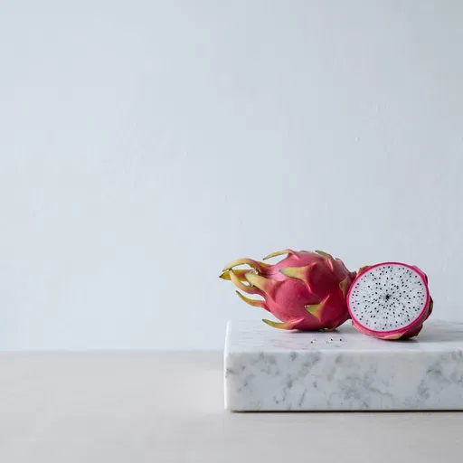 Pink Dragon Fruit on Marble Slab