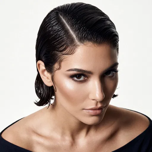 Woman With Sleek Wet-Look Bob Haircut
