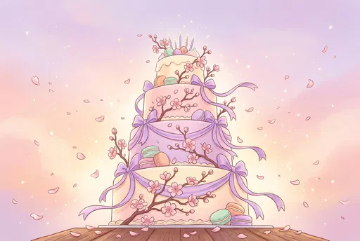 Pastel Tiered Birthday Cake With Sakura