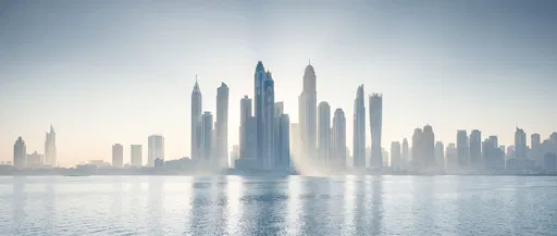 Modern City Skyline in Morning Haze
