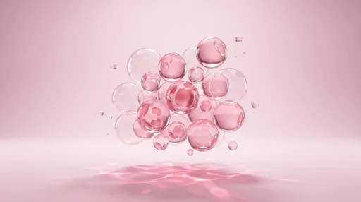 Floating Pink Glass Spheres and Bubbles