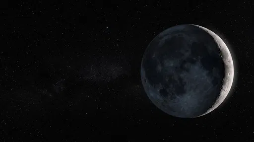 Crescent Moon in Starry Deep Space
