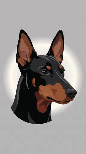 Minimalist Vector Portrait of Black Tan Dog