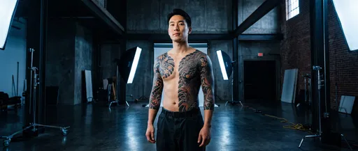 Shirtless Man With Japanese Irezumi Tattoos