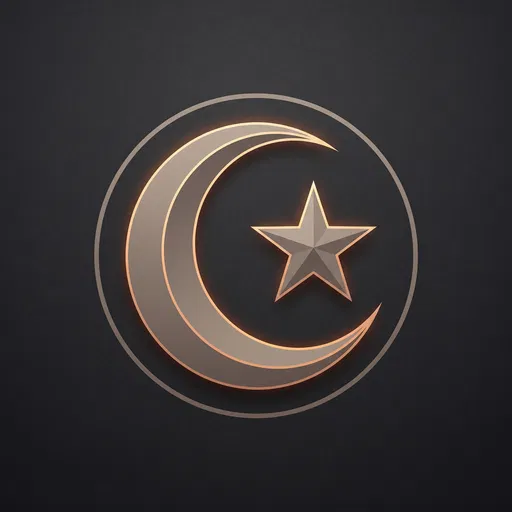 Glowing Taupe Crescent Moon and Star Icon