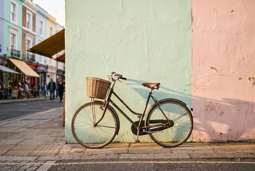 Vintage Bicycle Against Pastel Wall in London