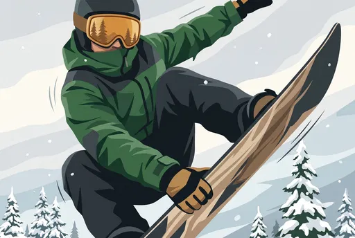 Vector Illustration of Snowboarder Mid-Grab