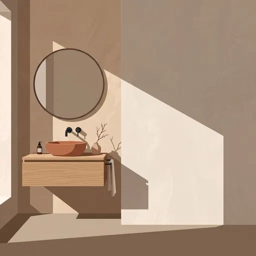Minimalist Bathroom Illustration With Copy Space
