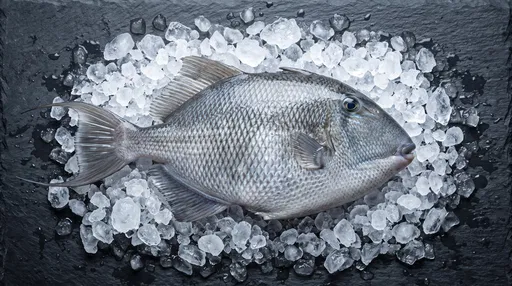 Fresh Grey Triggerfish on Crushed Ice