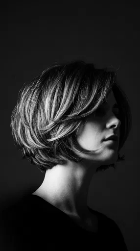 Monochrome Portrait of Short Layered Bob