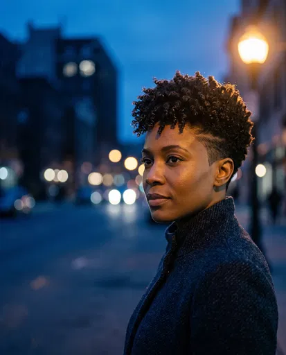Evening Portrait of Woman with Tapered Afro