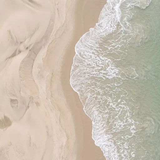 Aerial View of Minimalist Sand Beach Shoreline